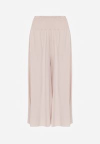 Renee - Jasnobeżowe Szerokie Spodnie High Waist o Długości 7/8 Rathi. Stan: podwyższony. Kolor: beżowy. Materiał: wiskoza, tkanina #4