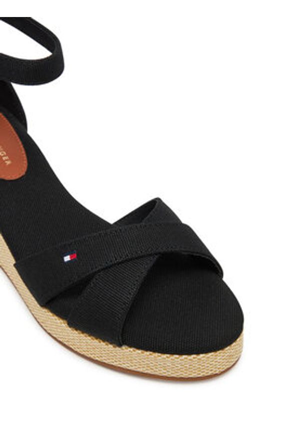 TOMMY HILFIGER - Tommy Hilfiger Espadryle Flag Criss-Cros Mid Wedge Espad FW0FW08481 Czarny. Kolor: czarny. Materiał: materiał