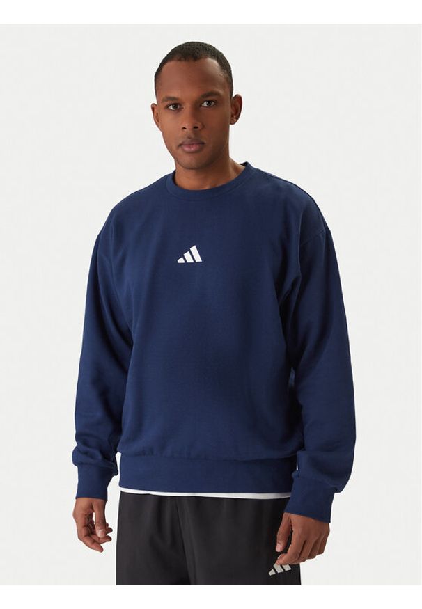 Adidas - adidas Bluza Essentials Feel Cozy JE3792 Granatowy Regular Fit. Kolor: niebieski. Materiał: bawełna