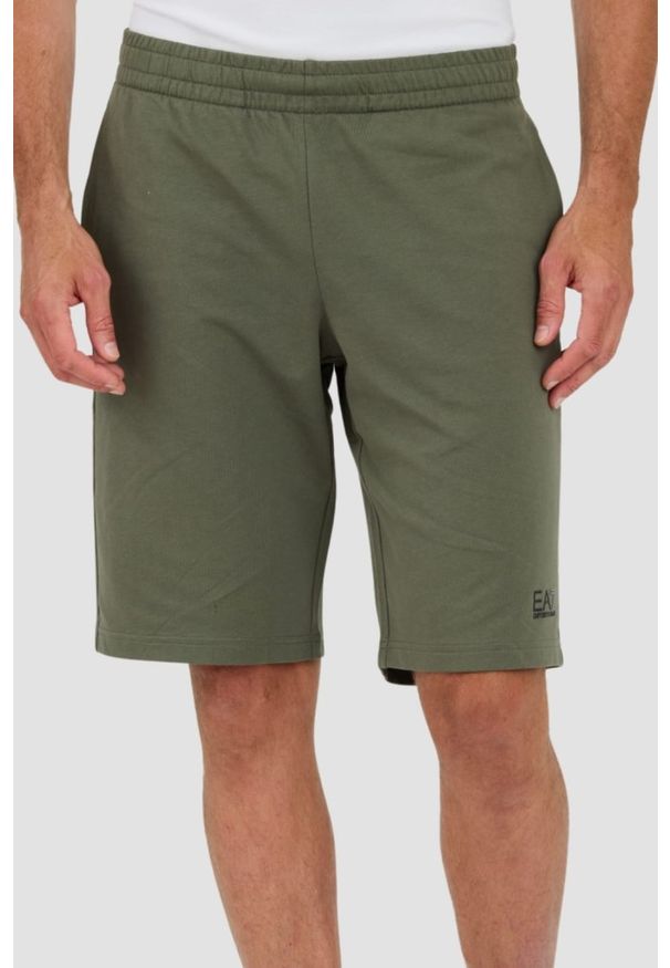 EA7 Emporio Armani - EA7 Zielone męskie szorty Bermudy, Rozmiar L. Kolor: zielony