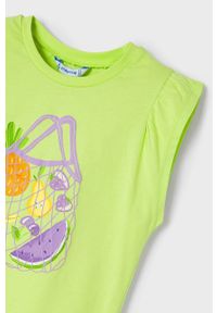 Mayoral T-shirt bawełniany dziecięcy kolor zielony. Okazja: na co dzień. Kolor: zielony. Materiał: bawełna. Styl: casual