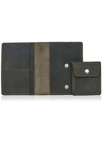 Skórzany cienki portfel slim wallet z bilonówką BRODRENE SW01+ ciemnobrązowy. Kolor: brązowy. Materiał: skóra #1