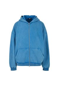 Urban Classics - Bluza Męska 90´s Stone Wash Heavyweight Full Zip Hoodie. Kolor: niebieski