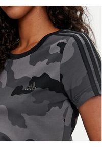 Adidas - adidas T-Shirt Essentials 3-Stripes Camo Print IX3705 Szary Slim Fit. Kolor: szary. Materiał: bawełna. Wzór: nadruk