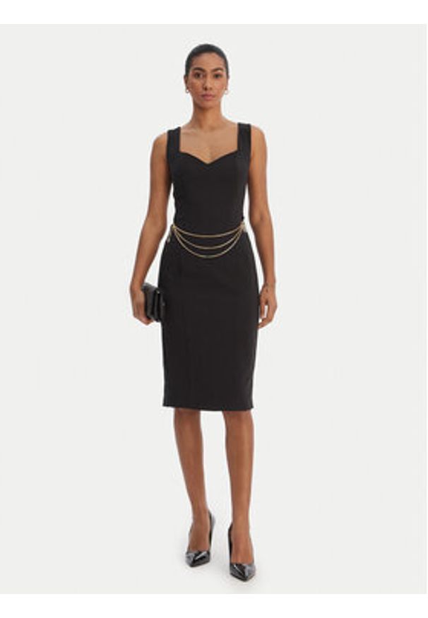 Fracomina Sukienka koktajlowa FR26SD2017W42901 Czarny Slim Fit. Kolor: czarny. Materiał: syntetyk. Styl: wizytowy