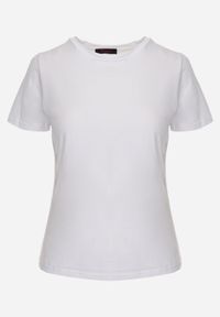 Born2be - Biały Bawełniany T-shirt w Klasycznym Stylu Nedila. Kolor: biały. Materiał: bawełna. Długość: długie. Styl: klasyczny #4