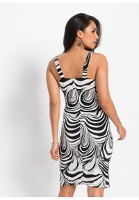 Sukienka bonprix czarno-biały w paski zebry. Kolor: czarny. Długość rękawa: na ramiączkach. Wzór: paski, motyw zwierzęcy #4