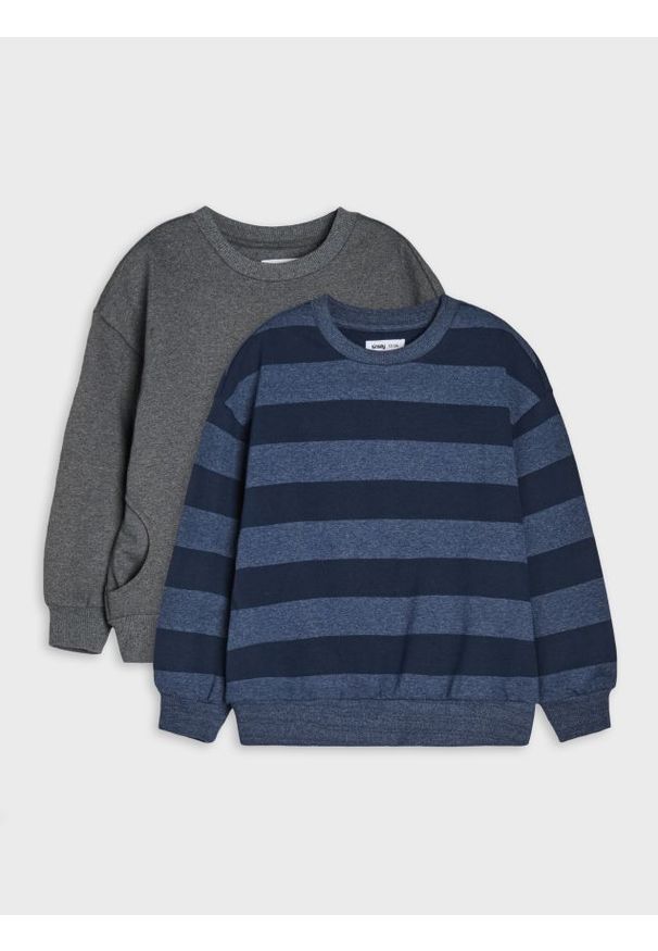 Sinsay - Bluzy 2 pack - granatowy. Kolor: niebieski