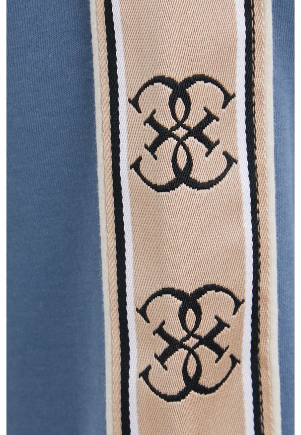 Guess bluza damska z aplikacją. Okazja: na co dzień. Kolor: niebieski. Materiał: dzianina. Wzór: aplikacja. Styl: casual