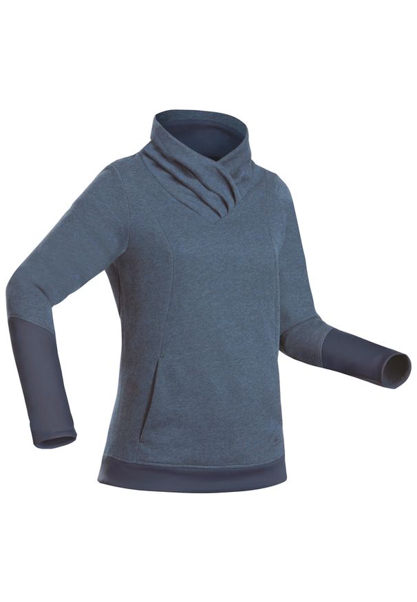 quechua - Bluza turystyczna damska Quechua NH100. Kolor: niebieski. Materiał: bawełna, materiał, poliester. Długość: długie