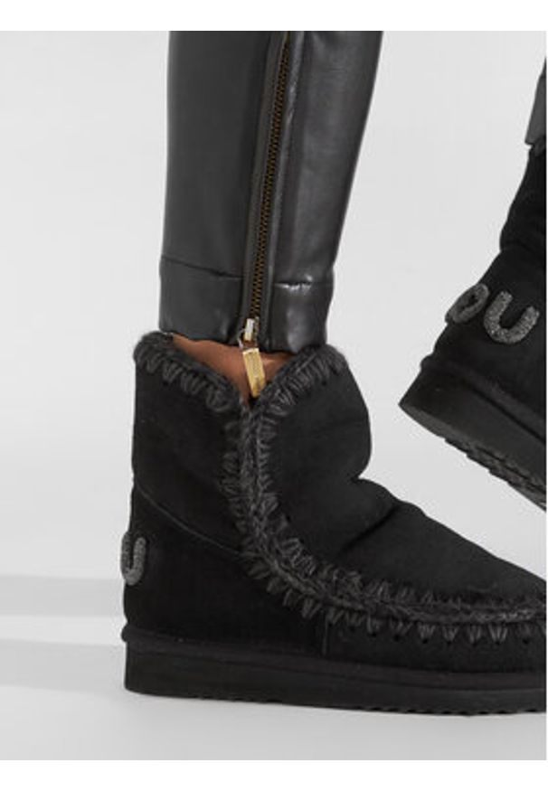 Mou Śniegowce Eskimo 18 Glitter Logo MU.FW101050A Czarny. Kolor: czarny. Materiał: skóra