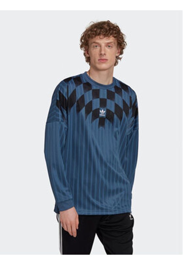 Adidas - adidas Longsleeve Rekive Graphic HK7331 Niebieski Loose Fit. Kolor: niebieski. Materiał: syntetyk. Długość rękawa: długi rękaw