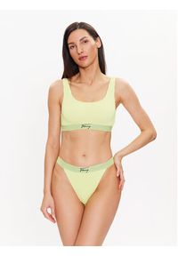 Tommy Jeans Dół od bikini UW0UW04491 Zielony. Kolor: zielony. Materiał: syntetyk