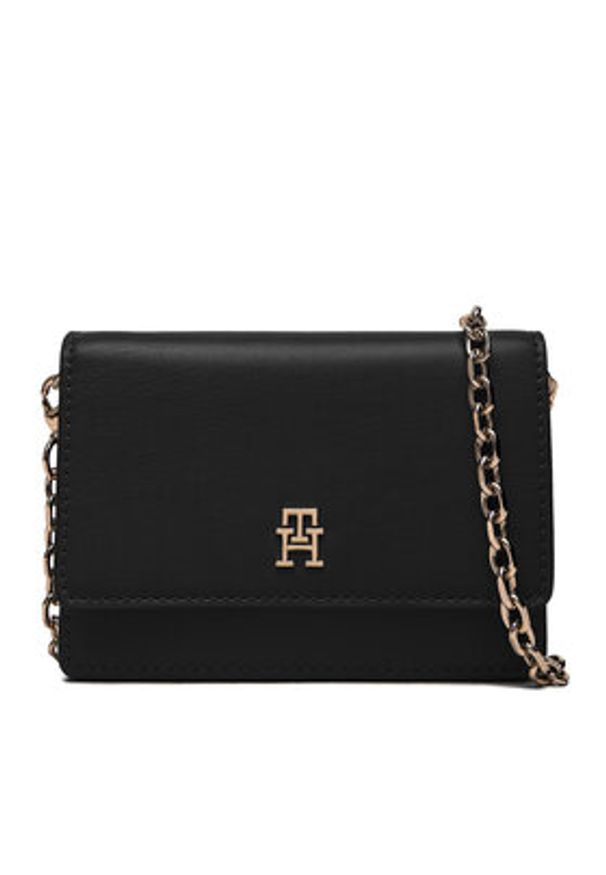 TOMMY HILFIGER - Tommy Hilfiger Torebka Th Icon Card Holder W/Chain AW0AW18248 Czarny. Kolor: czarny. Materiał: skórzane