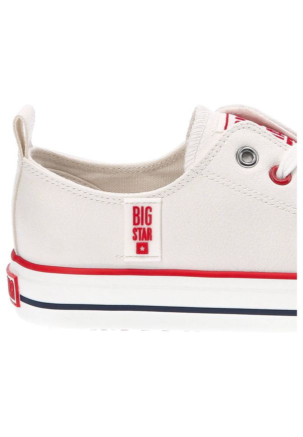 Big-Star - Białe Trampki Big Star Modne Buty Damskie Półbuty. Kolor: biały. Materiał: materiał, skóra ekologiczna, guma. Szerokość cholewki: normalna. Styl: sportowy