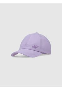 4f - Czapka z daszkiem strapback dziecięca - fioletowa. Kolor: fioletowy. Materiał: syntetyk, materiał. Sezon: lato. Styl: sportowy