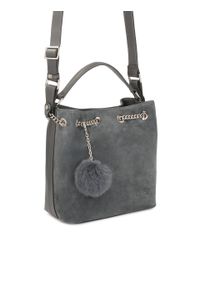 Kazar - Szara torebka typu worek z licowej skóry i zamszu. Kolor: szary. Materiał: zamszowe, skórzane. Styl: casual #3
