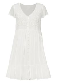 Sukienka z koronką bonprix biel wełny. Kolor: biały. Materiał: wełna, koronka. Wzór: koronka #1