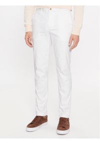 TOMMY HILFIGER - Tommy Hilfiger Chinosy Bleecker MW0MW26619 Biały Slim Fit. Kolor: biały. Materiał: bawełna