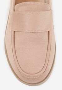 Renee - Jasnobeżowe Półbuty Mokasyny na Koturnie z Wkładką ze Skóry Naturalnej Ozdobione Paskiem Zorvia. Okazja: na co dzień. Zapięcie: pasek. Kolor: beżowy. Materiał: skóra. Wzór: aplikacja. Obcas: na koturnie. Styl: casual, elegancki #5