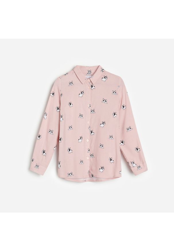 Reserved - Wzorzysta koszula z wiskozy - Różowy. Kolor: różowy. Materiał: wiskoza