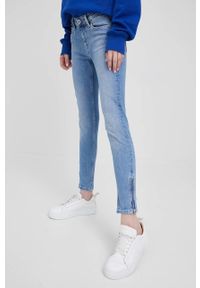 Pepe Jeans jeansy LOLA ZIP damskie medium waist. Kolor: niebieski