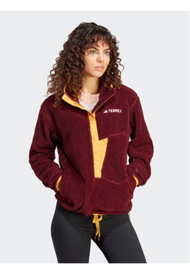 Adidas - adidas Polar Terrex XPLORIC High-Pile-Fleece IN3105 Bordowy Regular Fit. Kolor: czerwony. Materiał: polar, syntetyk