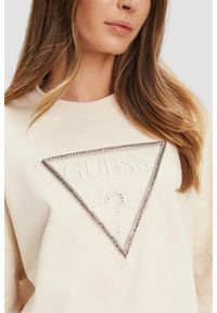Guess - GUESS Beżowa damska bluza z cyrkoniami Rachele. Kolor: beżowy