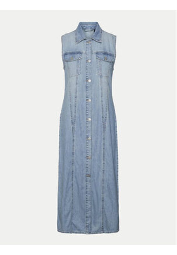 Vero Moda Sukienka jeansowa Zadie 10309673 Niebieski Regular Fit. Kolor: niebieski. Materiał: bawełna