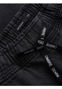 Ombre Clothing - Spodnie męskie JOGGERY jeansowe z efektem sprania - szare V3 - Rozmiar: XXL. Okazja: na co dzień. Kolor: szary. Materiał: jeans. Wzór: aplikacja. Styl: casual, elegancki #7