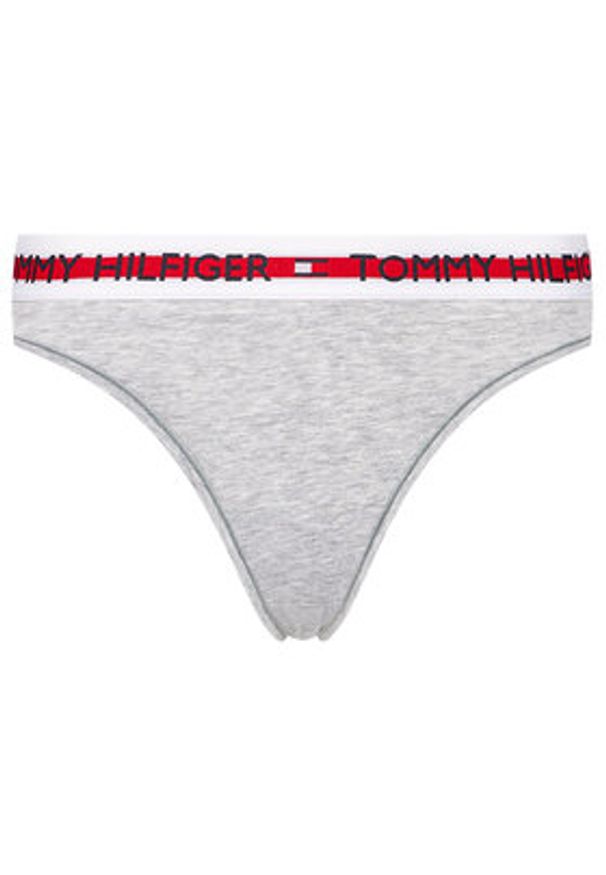 TOMMY HILFIGER - Tommy Hilfiger Stringi Thong UW0UW02458 Szary. Kolor: szary. Materiał: bawełna