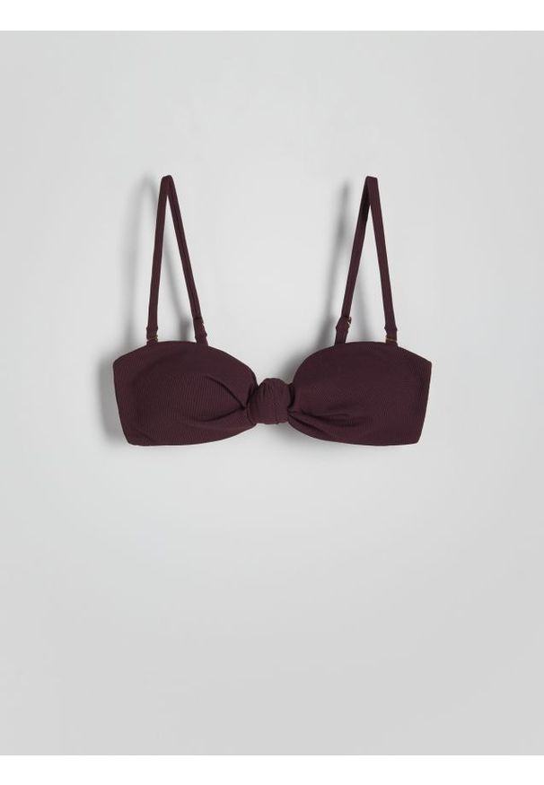 Reserved - Góra od bikini - ciemnofioletowy. Kolor: fioletowy. Materiał: materiał