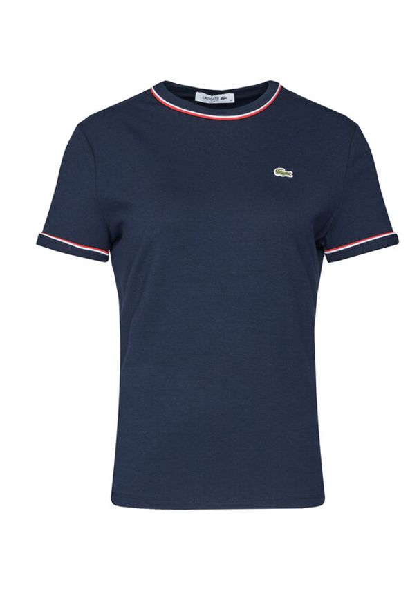 Lacoste T-Shirt TF5289 Granatowy Slim Fit. Kolor: niebieski. Materiał: bawełna