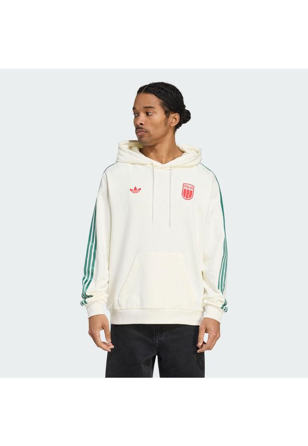 Adidas - Bluza z kapturem Italy (Gender Neutral). Typ kołnierza: kaptur. Kolor: biały. Sport: piłka nożna