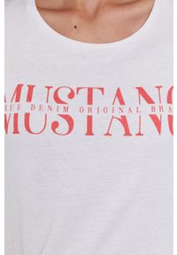 Mustang - T-shirt bawełniany. Okazja: na co dzień. Kolor: biały. Materiał: bawełna. Wzór: nadruk. Styl: casual #3