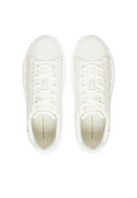 TOMMY HILFIGER - Tommy Hilfiger Sneakersy Monogram Platform Snk FW0FW09155 Écru. Materiał: skóra. Obcas: na platformie #4