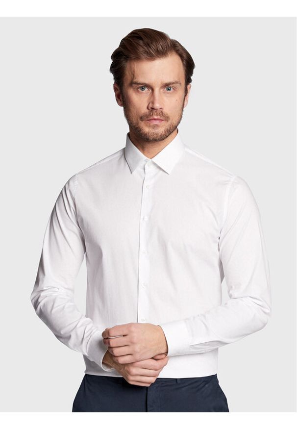 Calvin Klein Koszula Dash Print K10K110935 Biały Slim Fit. Kolor: biały. Materiał: bawełna. Wzór: nadruk