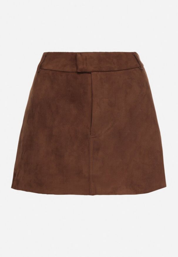 Born2be - Brązowa Spódnica VICES Mini z Imitacji Zamszu Tavite. Okazja: na co dzień. Stan: podwyższony. Kolor: brązowy. Materiał: zamsz. Styl: klasyczny, casual, elegancki