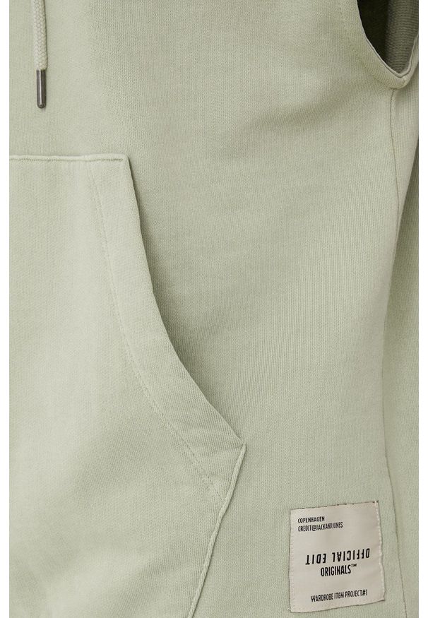 Jack & Jones kamizelka bawełniana męska kolor zielony z kapturem gładka. Typ kołnierza: kaptur. Kolor: zielony. Materiał: bawełna. Wzór: gładki