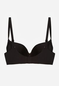 Born2be - Czarny Gładki Biustonosz Push-up Halilura. Kolor: czarny. Rodzaj stanika: push-up. Wzór: gładki #2