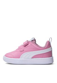 Sneakersy dziecięce różowe Puma Courtflex V2 V Inf. Okazja: na co dzień. Zapięcie: rzepy. Kolor: różowy. Materiał: materiał. Szerokość cholewki: normalna