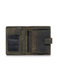 Ochnik - Khaki skórzany portfel męski. Kolor: zielony. Materiał: skóra #4