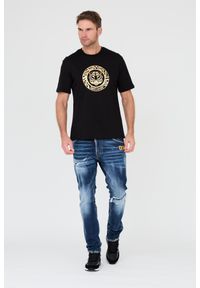 Just Cavalli - JUST CAVALLI Czarny t-shirt T-round Gold. Kolor: czarny