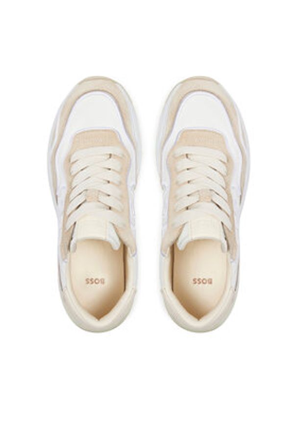 BOSS Sneakersy Skylar Runn 50536387 Beżowy. Kolor: beżowy. Materiał: materiał