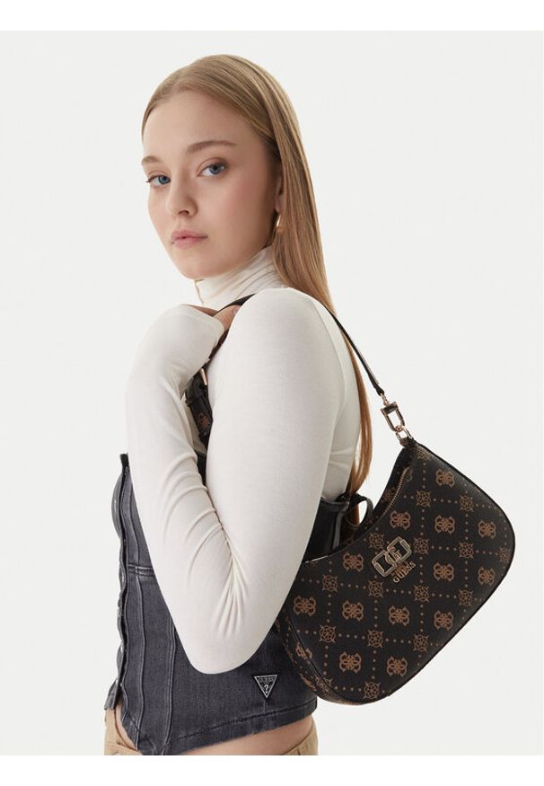 Guess Torebka Emelie Logo HWGP99 28180 Brązowy. Kolor: brązowy. Materiał: skórzane