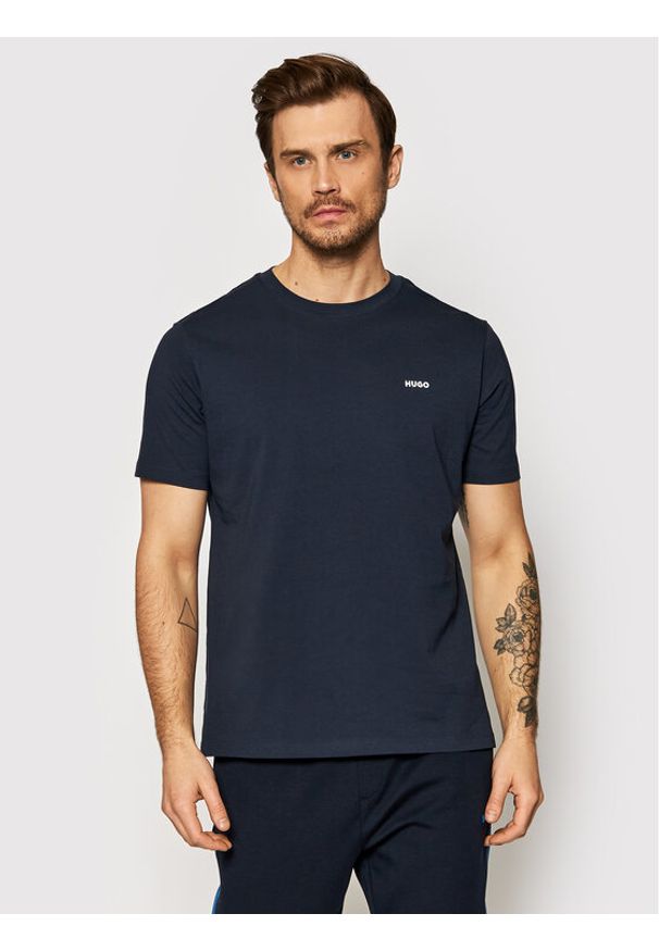 Hugo T-Shirt Dero222 50466158 Granatowy Regular Fit. Kolor: niebieski. Materiał: bawełna