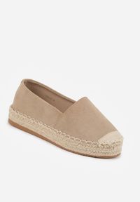 Renee - Ciemnobeżowe Espadryle VICES w Klasycznym Stylu na Platformie z Plecionką Cherimare. Kolor: beżowy. Wzór: kwiaty. Sezon: lato. Obcas: na platformie. Styl: klasyczny #3