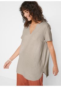 bonprix - Długa tunika muślinowa z czystej bawełny. Kolor: szary. Materiał: bawełna. Długość rękawa: krótki rękaw. Długość: krótkie, długie #1