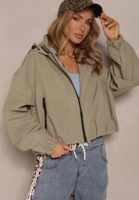 Renee - Zielona Kurtka w Stylu Streetwear z Kapturem Oversize Nativiona. Okazja: na co dzień. Typ kołnierza: kaptur. Kolor: zielony. Materiał: jeans. Styl: casual #4