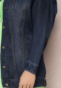 Renee - Granatowa Kurtka Jeansowa Adreaneva. Kolor: niebieski. Materiał: jeans. Długość rękawa: długi rękaw. Długość: długie